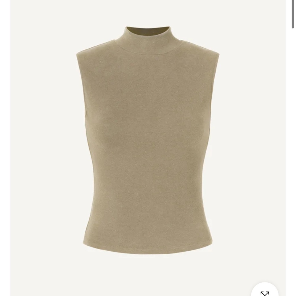 Elegant Tan Mock Neck Tank Top